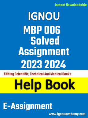 IGNOU MBP 006 Solved Assignment 2023 2024